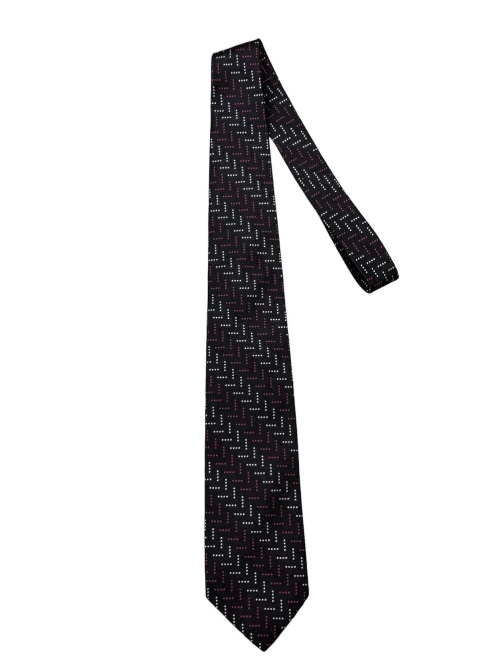 Jos. A. Bank Silk Tie Black Pink Dotted Geometric